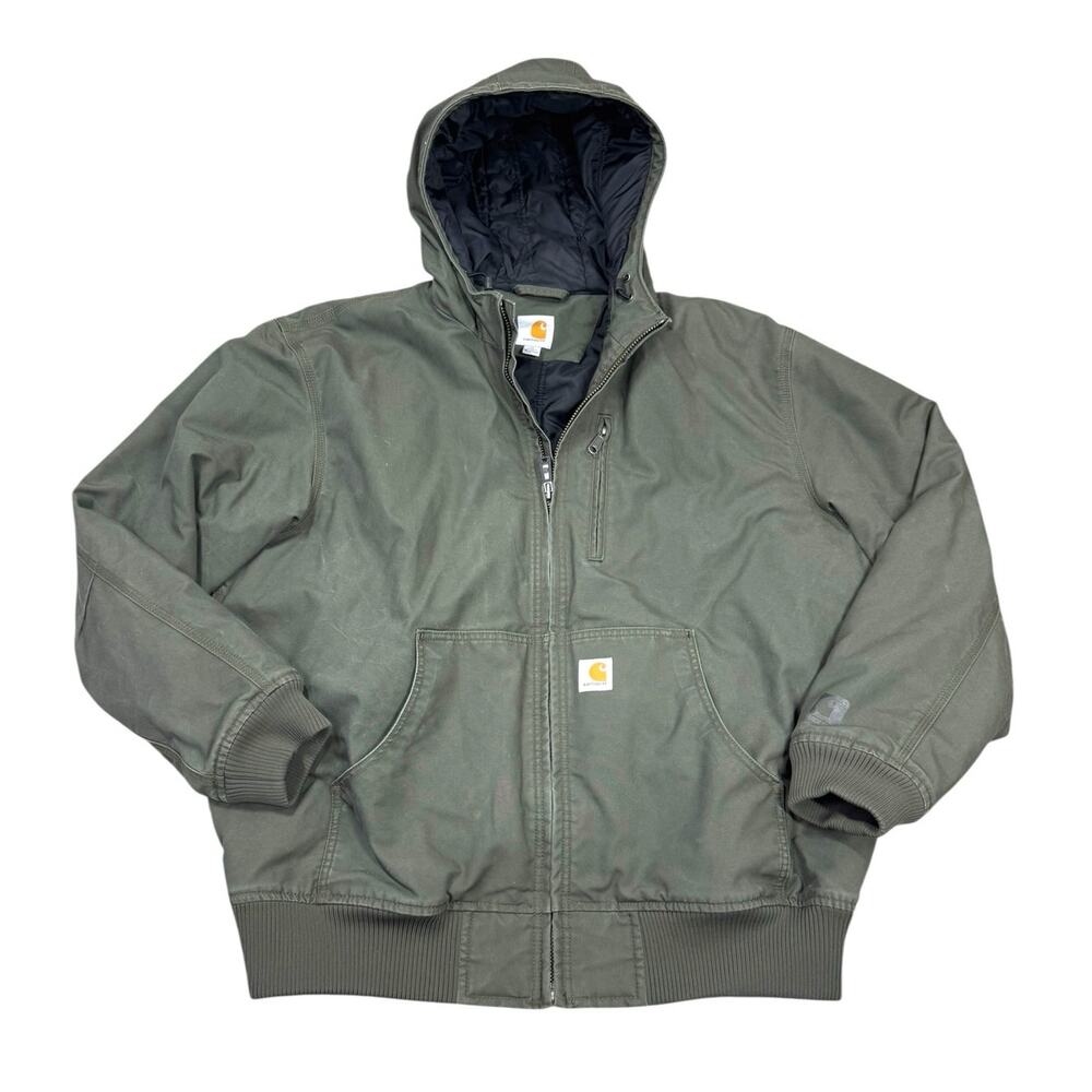 Carhartt Quick Duck Jefferson Active Jacket Mens XL Green Thinsulate Hooded